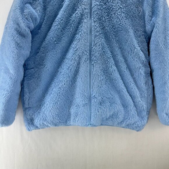 Eddie Bauer Jacket Kids L Ombre Faux Fur Reversible Puffer Hoodie Purple Blue - Picture 11 of 16